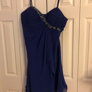 Royal blue dress with scarf